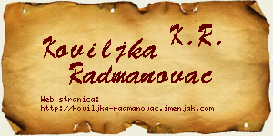 Koviljka Radmanovac vizit kartica